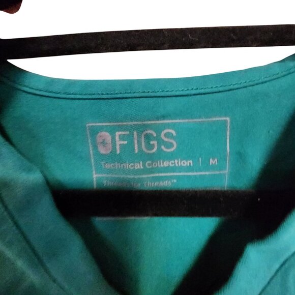 Figs Technical Collection Green Scrub Top M V-Neck Short Sleeve Pocket - Picture 3 of 3